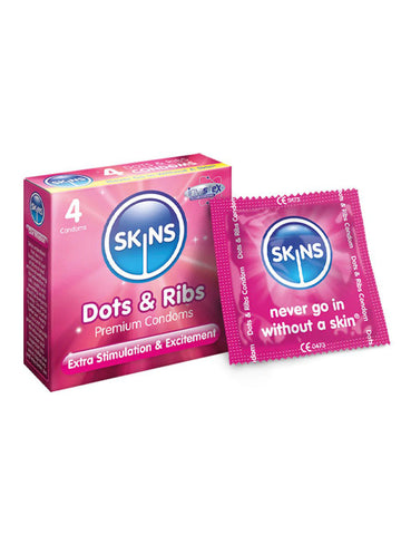 Skins (UK) Condoms Dots and Ribs - 4 Pack